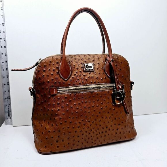 Dooney & Bourke Handbags - Dooney & Bourke Large Ostrich Embossed  Domed Satchel  Caramel Retail $368